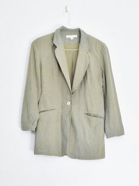 EXPRESS SILK Vintage Olive Green Boyfriend Longline Blazer Jacket | Size XS